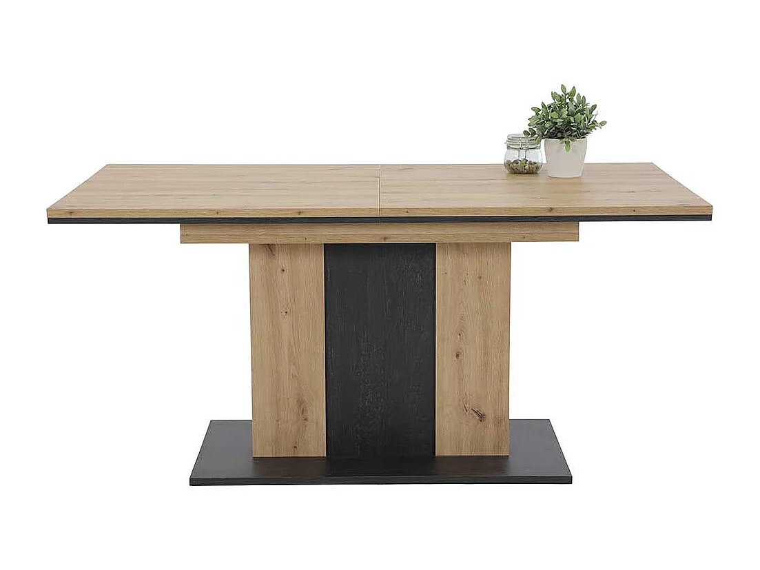 Tisch Esszimmer in Eichefarben und Schwarz Kulissenauszug