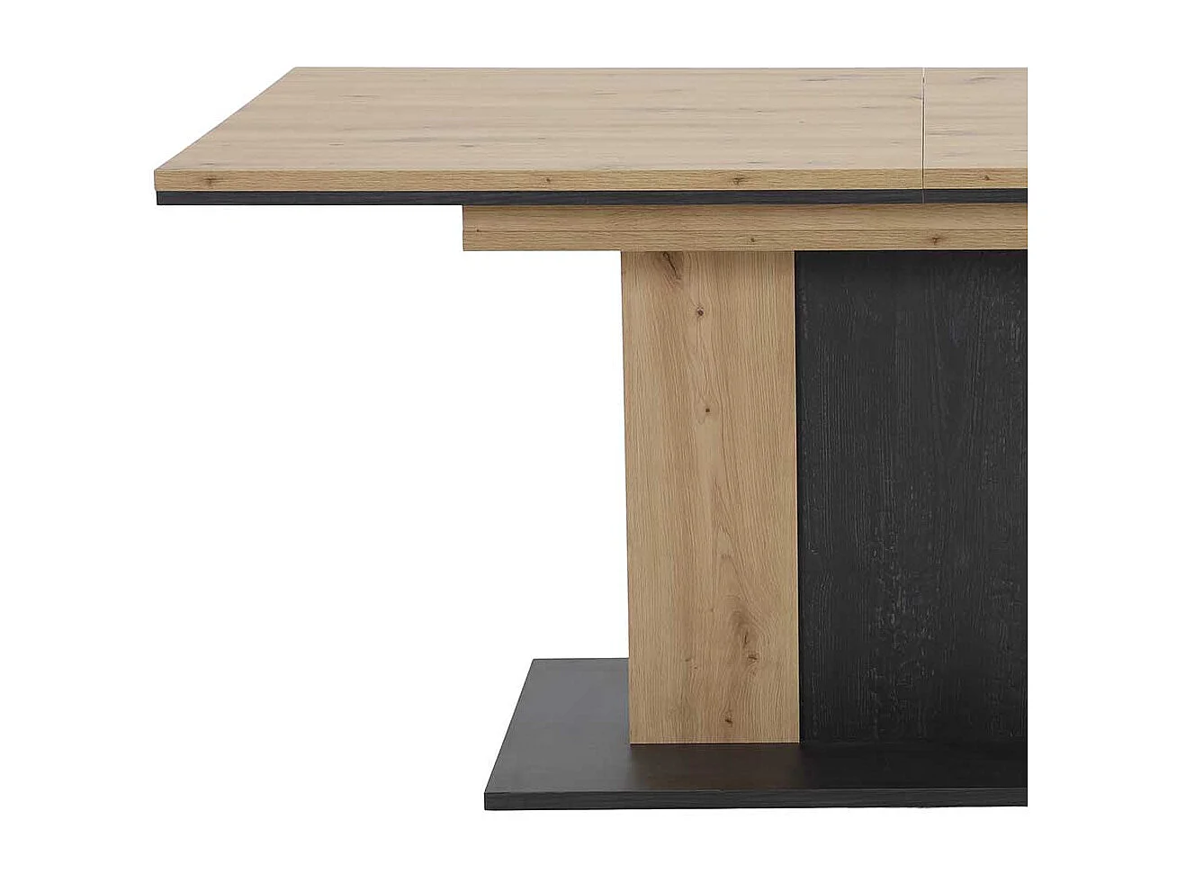 Tisch Esszimmer in Eichefarben und Schwarz Kulissenauszug