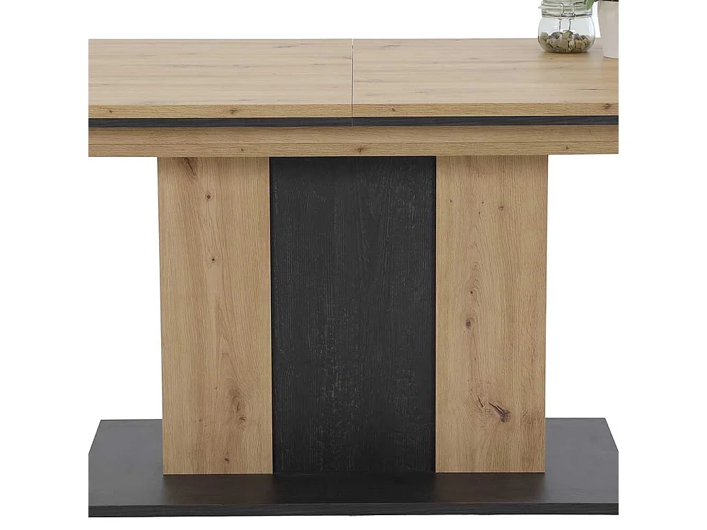 Tisch Esszimmer in Eichefarben und Schwarz Kulissenauszug