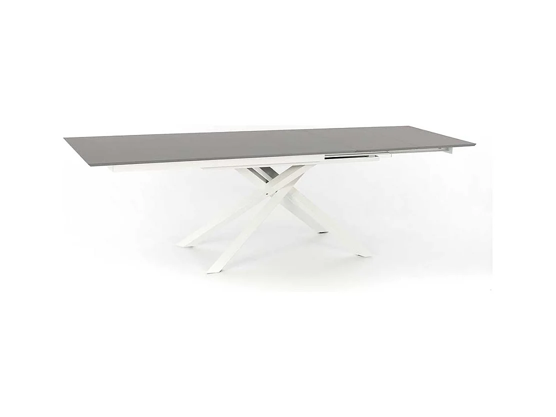 Esszimmer Tisch in Weiß und Hellgrau Kopfauszug