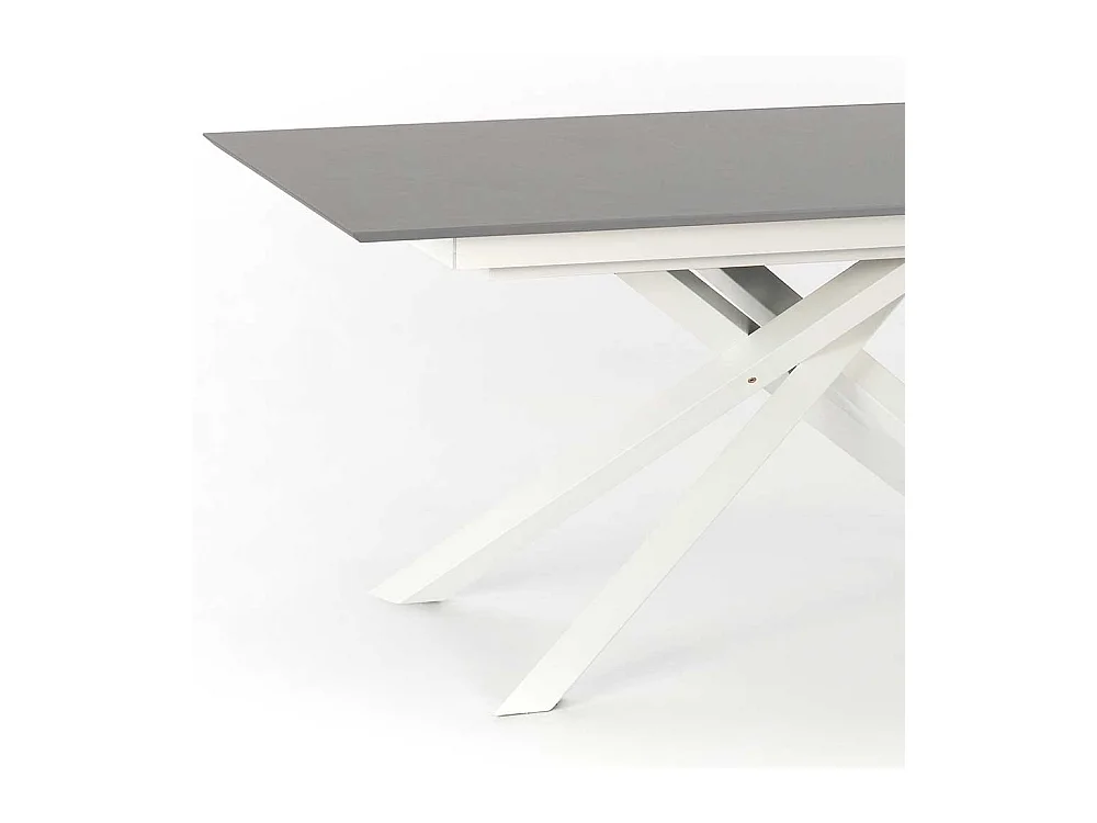 Esszimmer Tisch in Weiß und Hellgrau Kopfauszug
