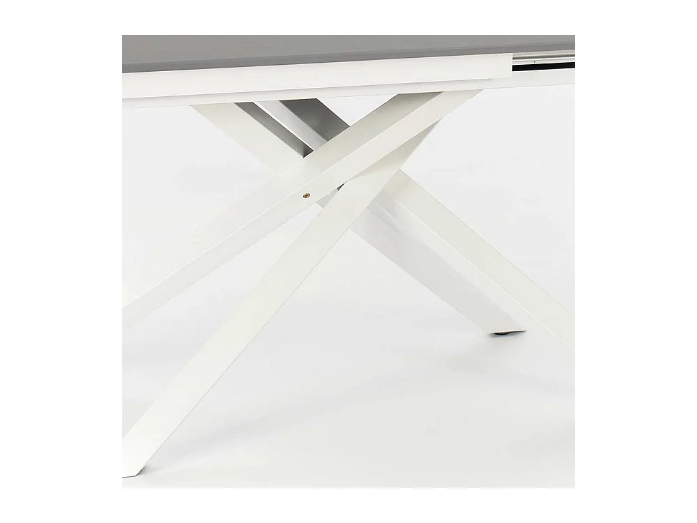 Esszimmer Tisch in Weiß und Hellgrau Kopfauszug
