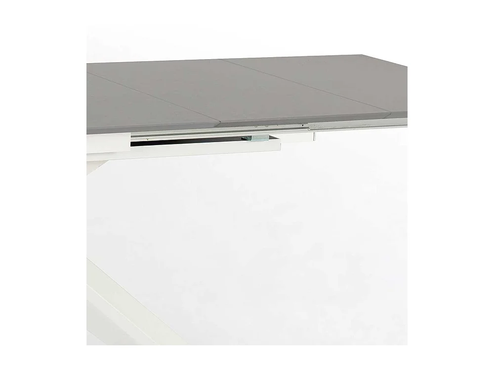 Esszimmer Tisch in Weiß und Hellgrau Kopfauszug