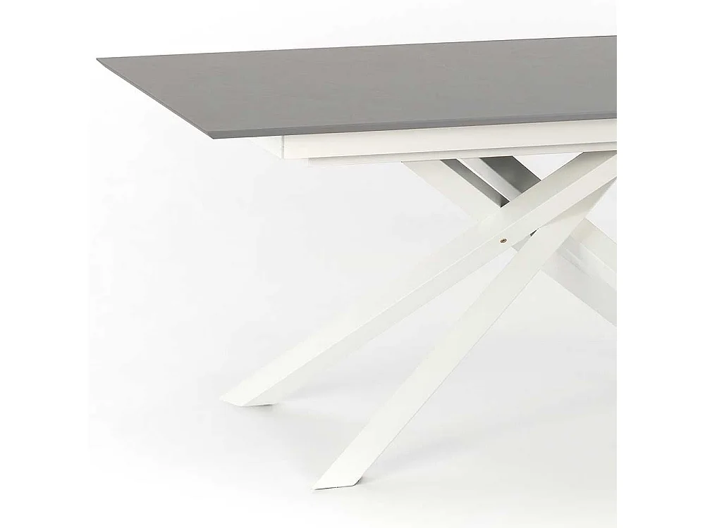 Esszimmer Tisch in Weiß und Hellgrau Kopfauszug