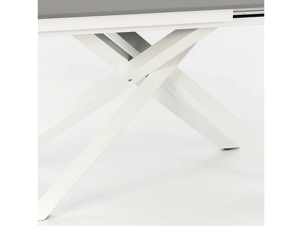 Esszimmer Tisch in Weiß und Hellgrau Kopfauszug