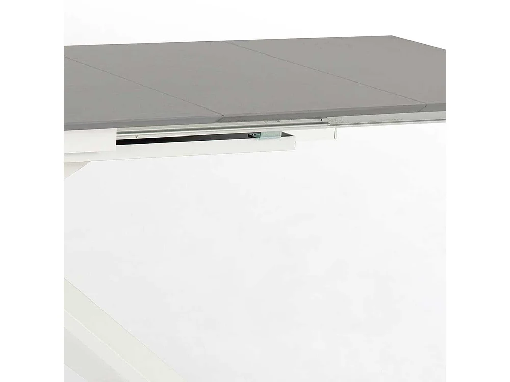 Esszimmer Tisch in Weiß und Hellgrau Kopfauszug