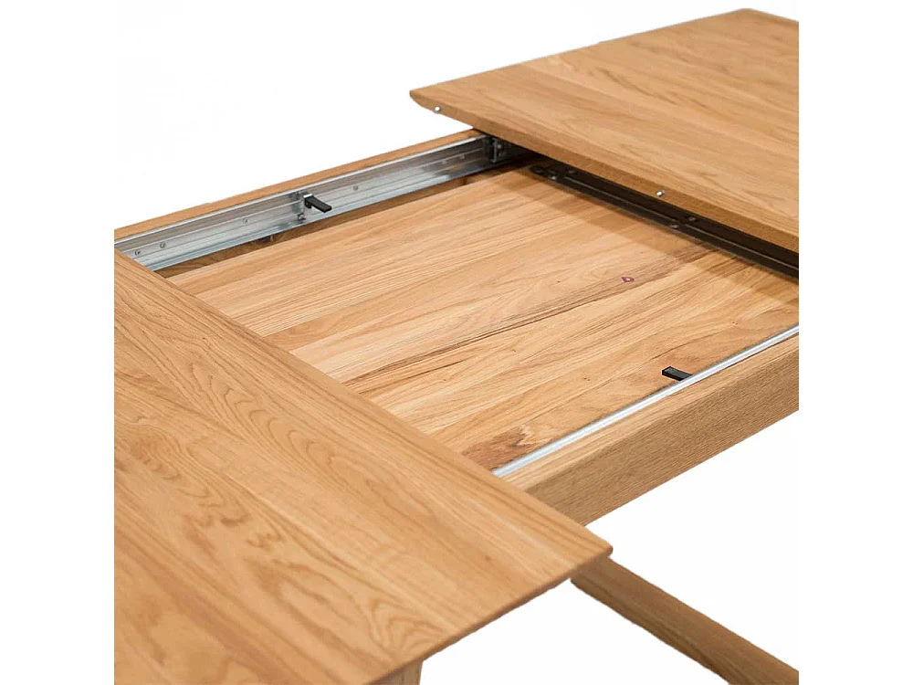 Holz Ausziehtisch aus Eiche Massivholz Bügelgestell