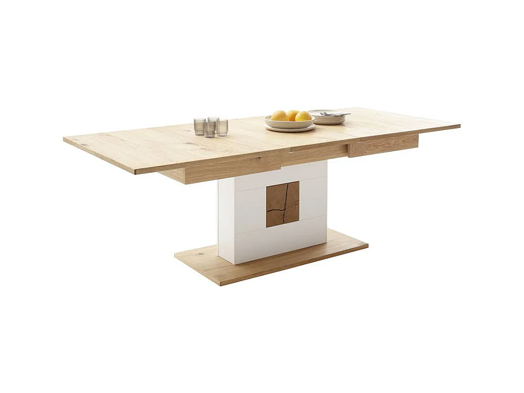 Esstisch Esszimmertisch in Soft White und Wildeichefarben