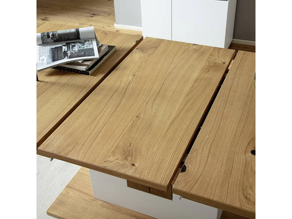 Esstisch Esszimmertisch in Soft White und Wildeichefarben