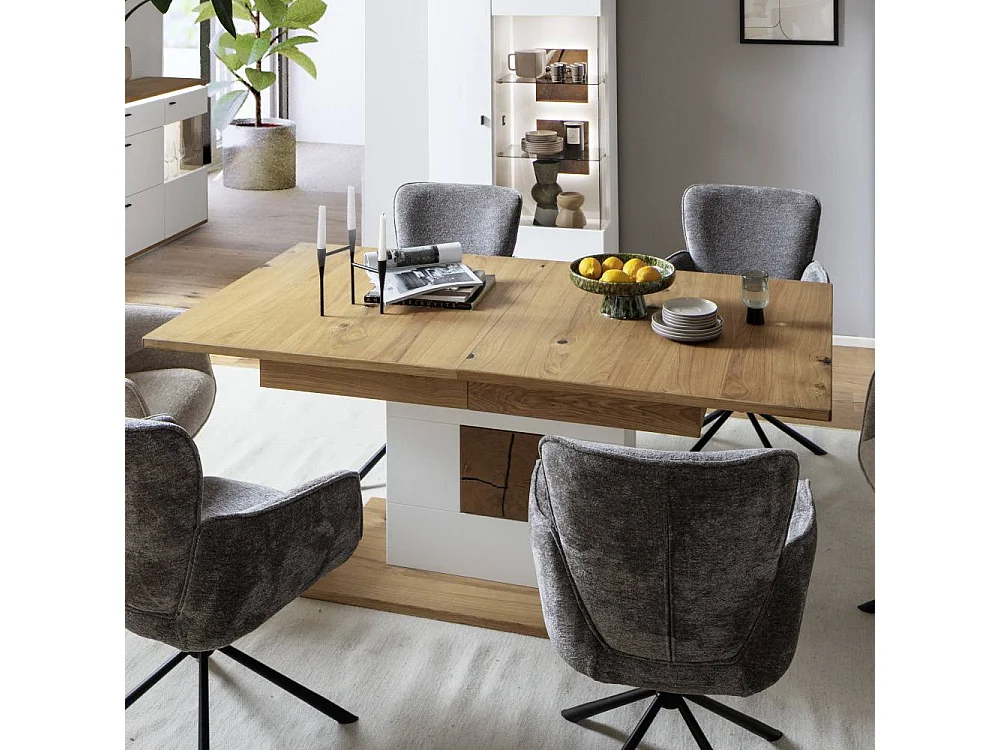 Esstisch Esszimmertisch in Soft White und Wildeichefarben