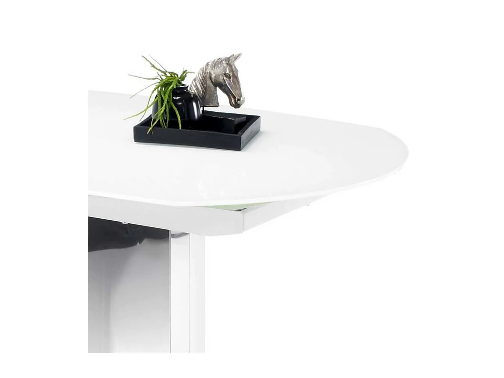 Esszimmertisch in Weiß Glasplatte Edelstahl