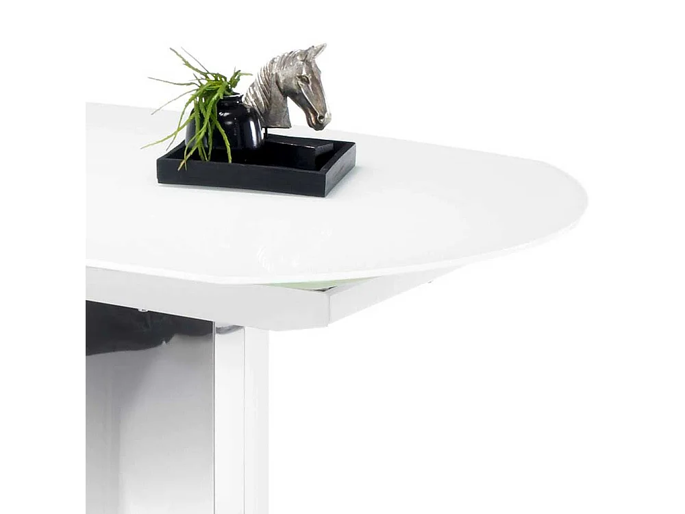 Esszimmertisch in Weiß Glasplatte Edelstahl