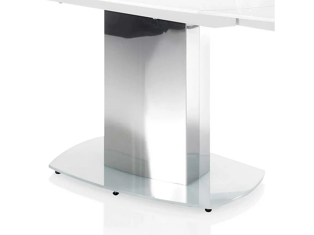 Esszimmertisch in Weiß Glasplatte Edelstahl