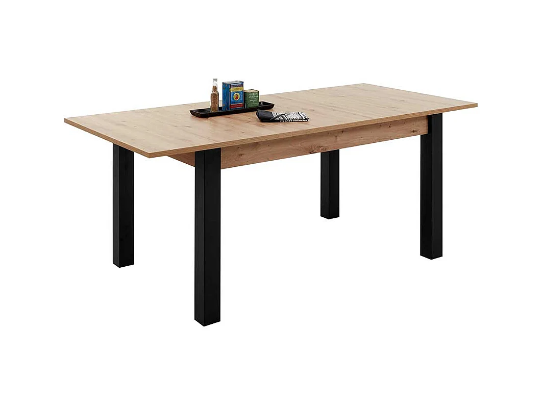Esstisch mit Auszug in Wildeichefarben und Schwarz 76 cm hoch