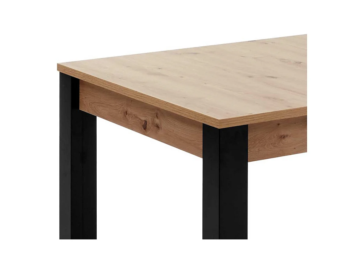 Esstisch mit Auszug in Wildeichefarben und Schwarz 76 cm hoch