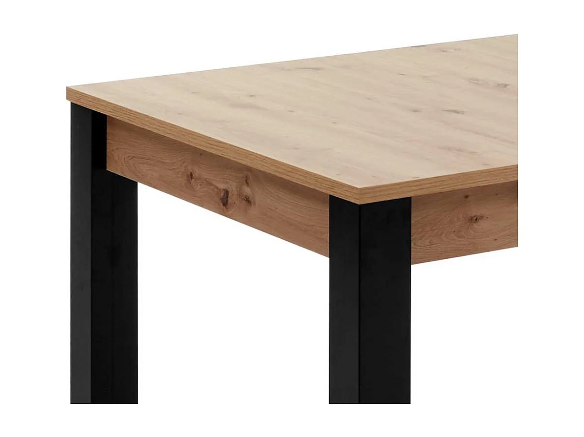 Esstisch mit Auszug in Wildeichefarben und Schwarz 76 cm hoch