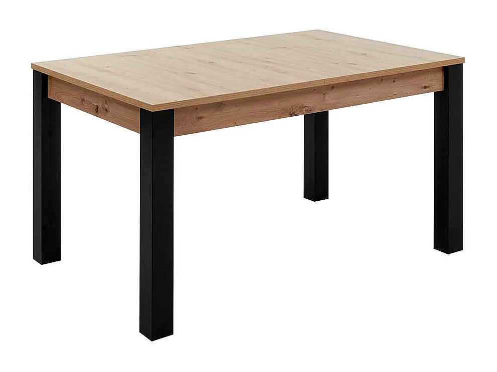 Esstisch mit Auszug in Wildeichefarben und Schwarz 76 cm hoch