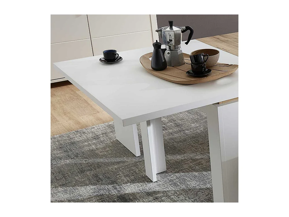 Ausziehtisch in Weiß Mittelauszug