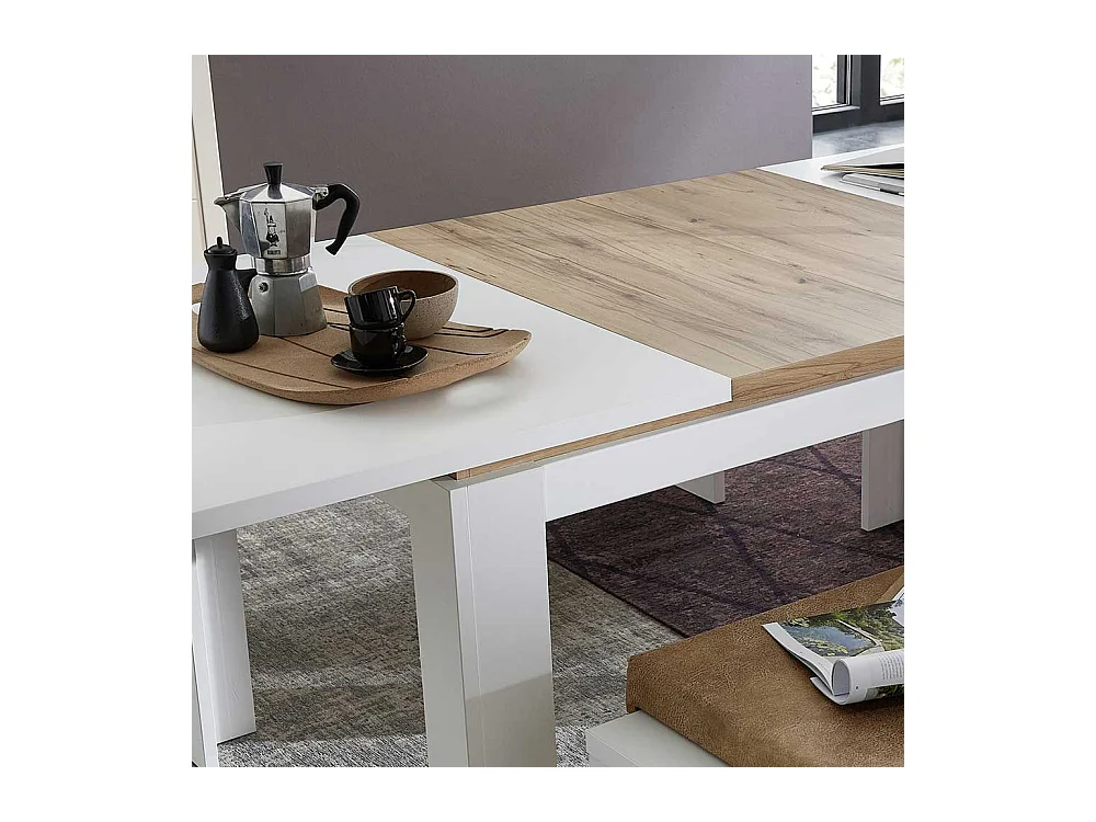 Ausziehtisch in Weiß Mittelauszug