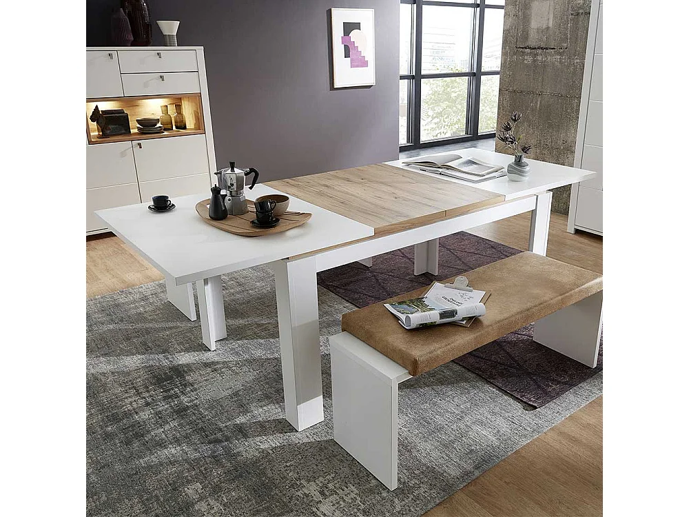 Ausziehtisch in Weiß Mittelauszug