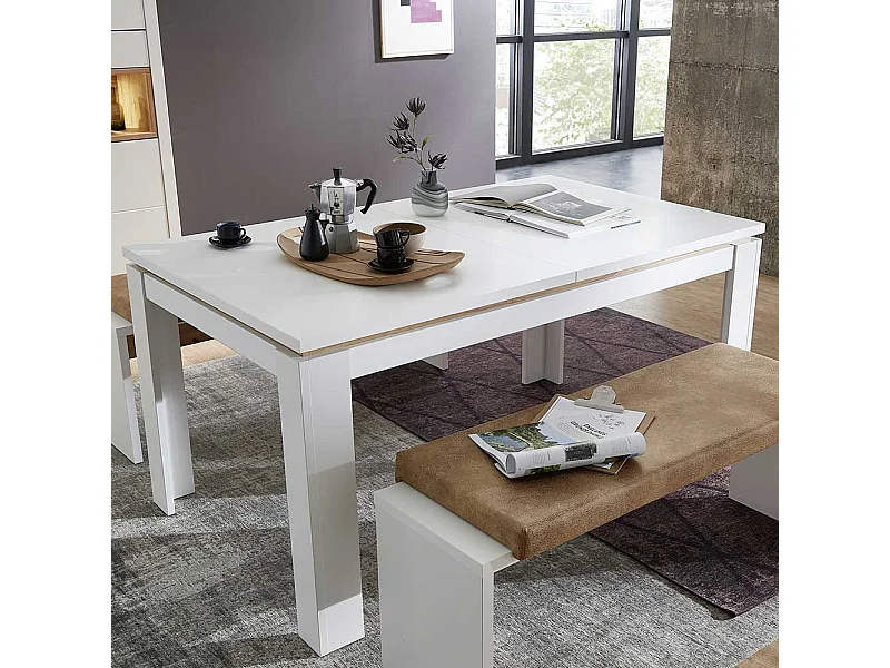 Ausziehtisch in Weiß Mittelauszug