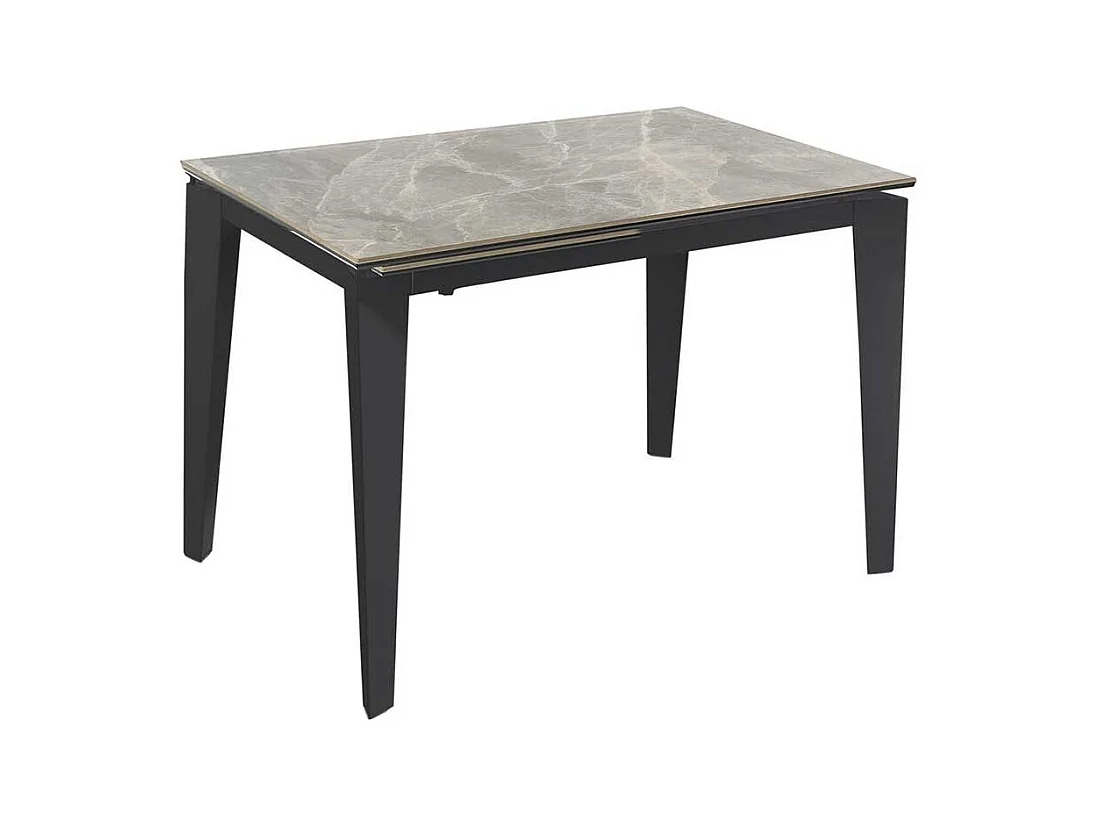 Ausziehtisch modern in Grautönen Platte aus Keramik und Glas