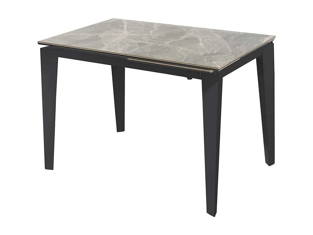 Ausziehtisch modern in Grautönen Platte aus Keramik und Glas