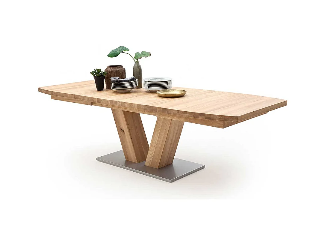 Ausziehtisch aus Eiche Massivholz Metall