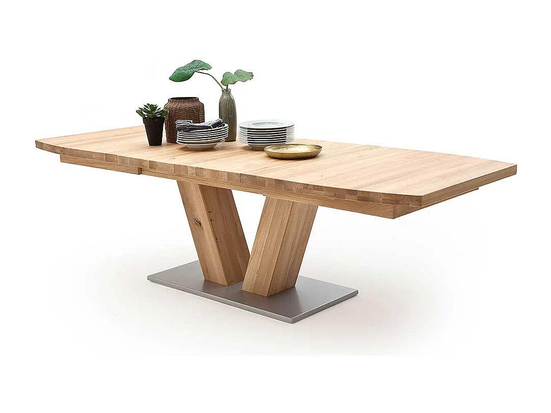 Ausziehtisch aus Eiche Massivholz Metall