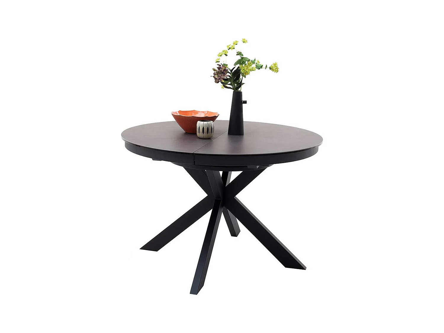 Esstisch in Schwarz und Anthrazit einer Einlegeplatte