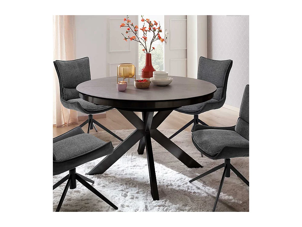 Esstisch in Schwarz und Anthrazit einer Einlegeplatte