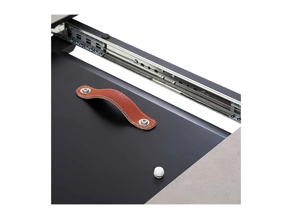 Esstisch in Schwarz und Anthrazit einer Einlegeplatte