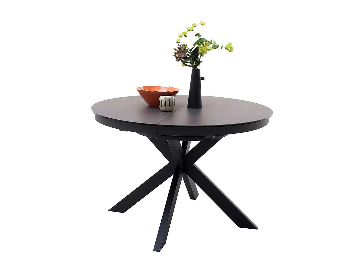 Esstisch in Schwarz und Anthrazit einer Einlegeplatte