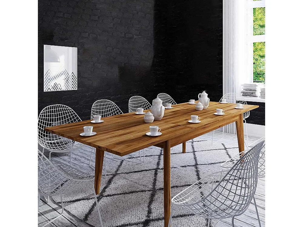 Tisch aus Wildeiche Massivholz 100 cm tief