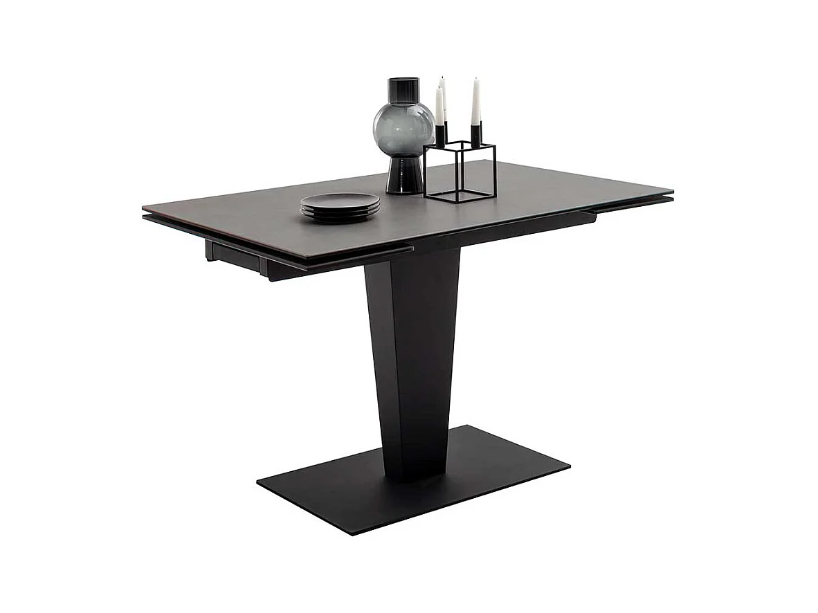 Ausziehtisch schwarz modern aus Sicherheitsglas - Keramik Metall