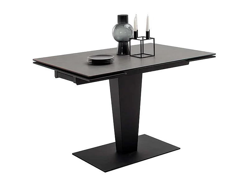 Ausziehtisch schwarz modern aus Sicherheitsglas - Keramik Metall