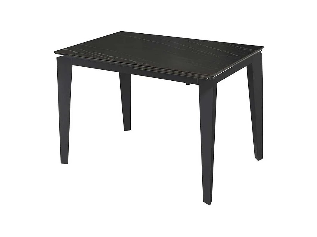 Ausziehtisch Esszimmer in Schwarz Sicherheitsglas Stahl Keramik