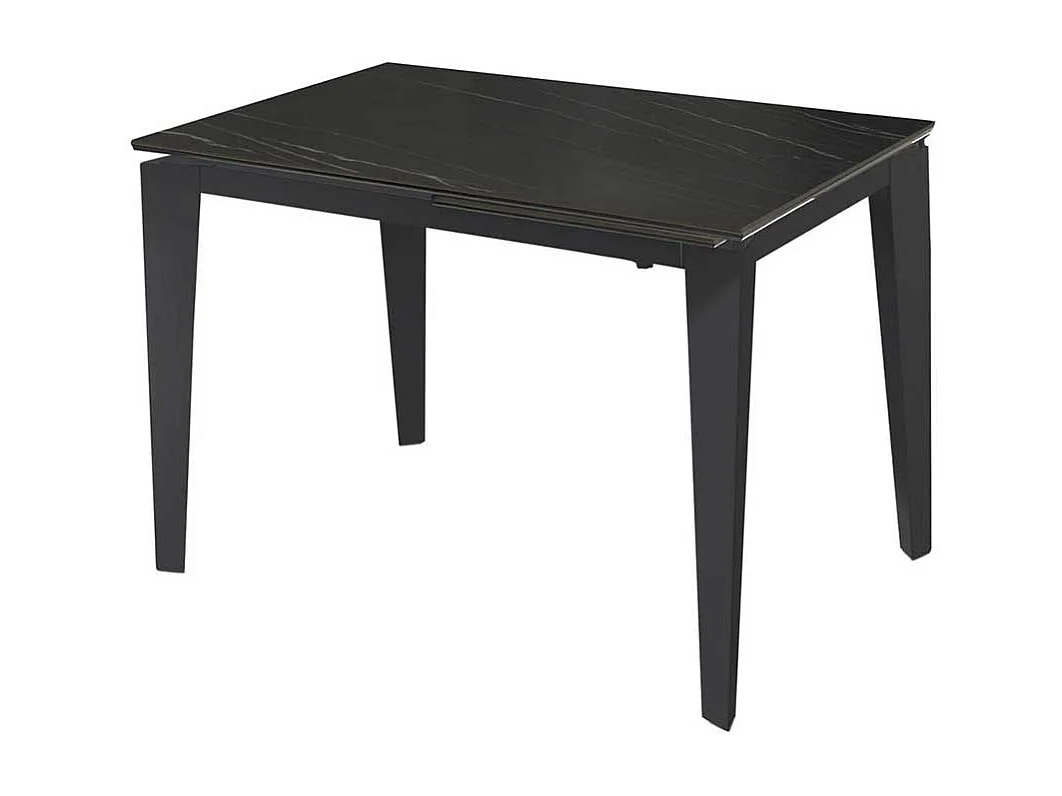 Ausziehtisch Esszimmer in Schwarz Sicherheitsglas Stahl Keramik