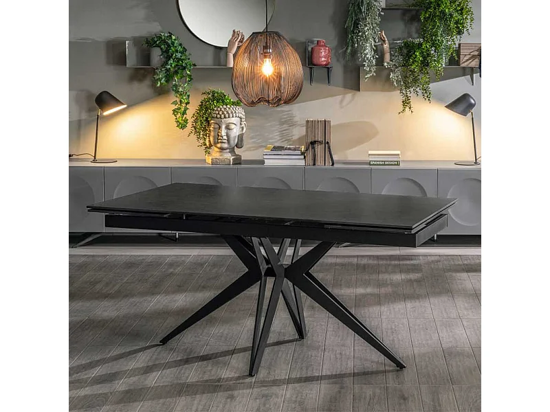 Hochwertiger Ausziehtisch mit Keramikplatte zwei Einlegeplatten