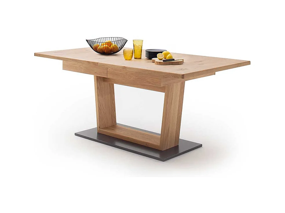 Esszimmertisch in Eiche Bianco und Anthrazit Mittelauszug