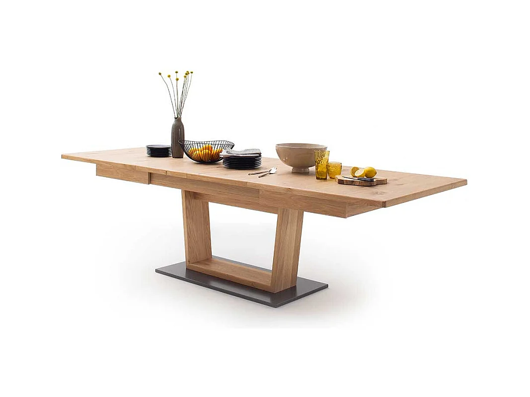 Esszimmertisch in Eiche Bianco und Anthrazit Mittelauszug