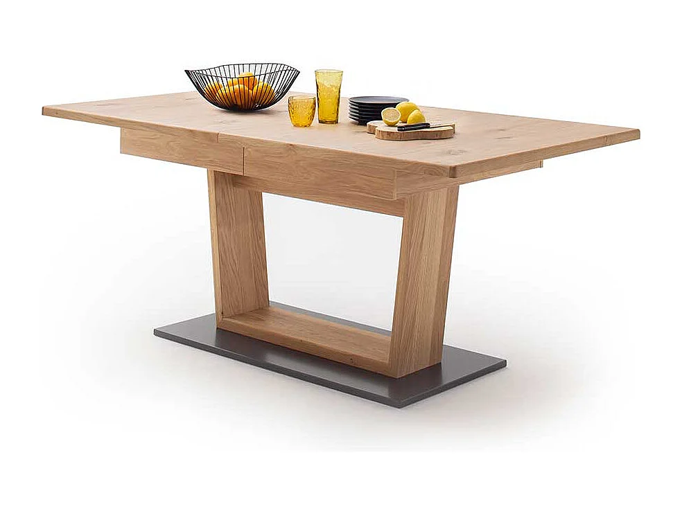 Esszimmertisch in Eiche Bianco und Anthrazit Mittelauszug