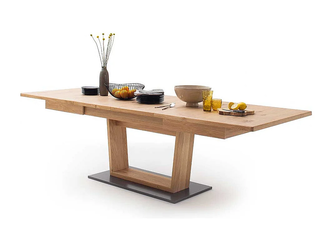 Esszimmertisch in Eiche Bianco und Anthrazit Mittelauszug