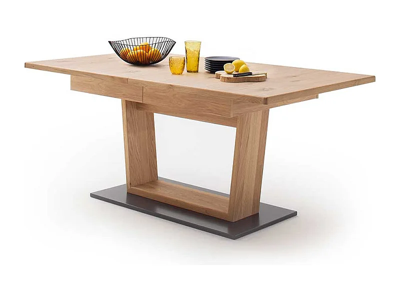 Esszimmertisch in Eiche Bianco und Anthrazit Mittelauszug