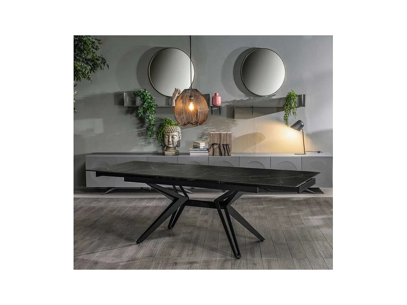 Luxus Esstisch mit Keramikplatte zwei Einlegeplatten