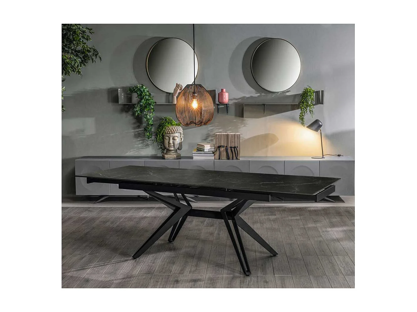 Luxus Esstisch mit Keramikplatte zwei Einlegeplatten