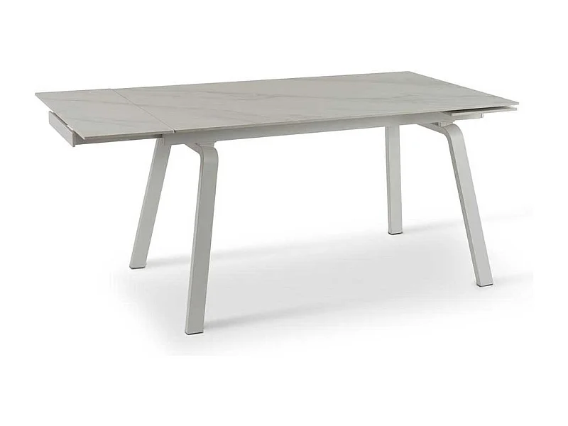 Esszimmertisch mit zwei Einlegeplatten Hellgrau & Weiß