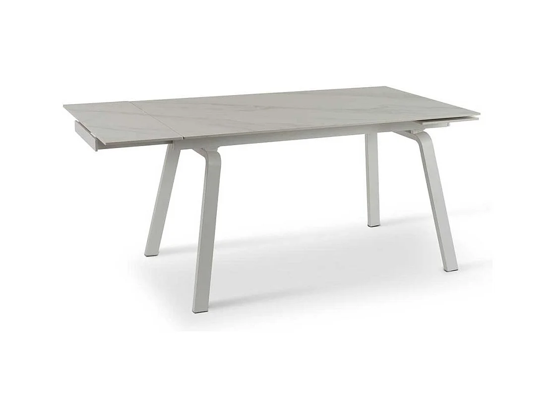 Esszimmertisch mit zwei Einlegeplatten Hellgrau & Weiß