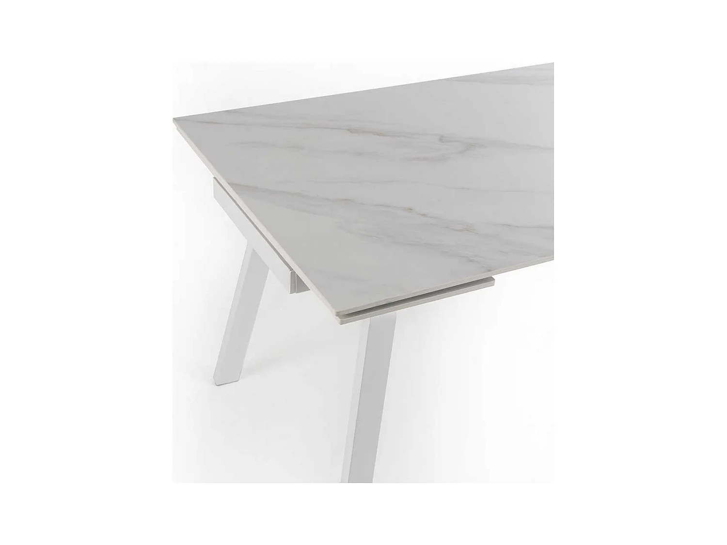 Esszimmertisch mit zwei Einlegeplatten Hellgrau & Weiß