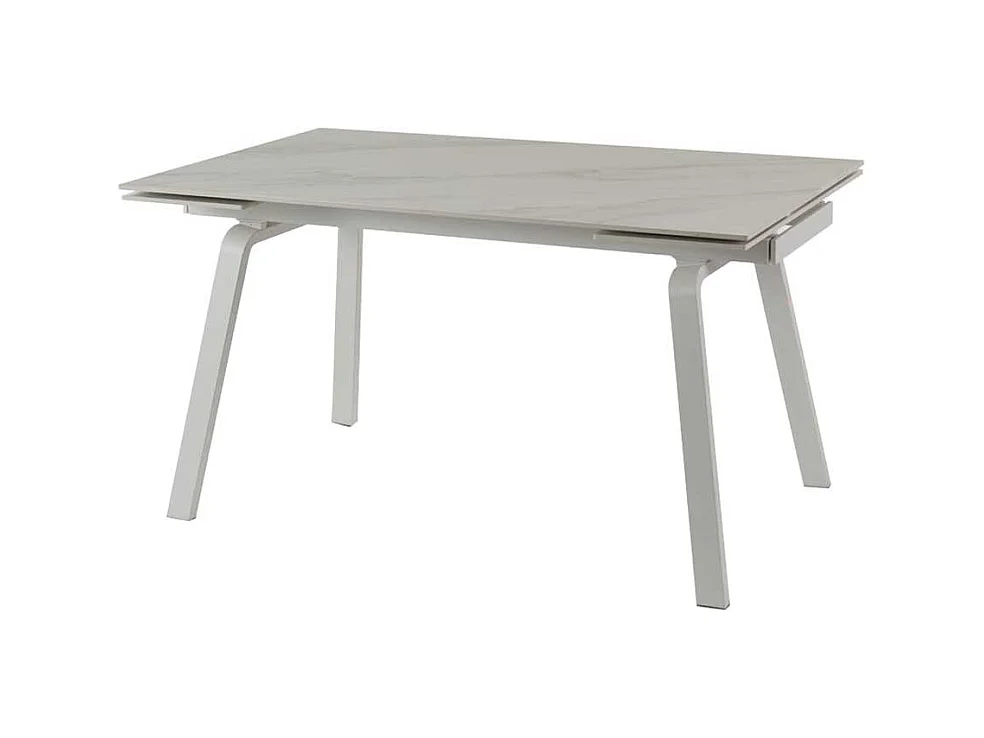 Esszimmertisch mit zwei Einlegeplatten Hellgrau & Weiß